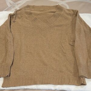 Cozy Tan V-Neck Sweater
